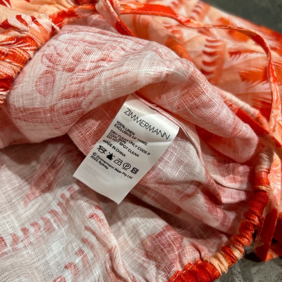 Zimmermann Lyre cropped shell embellished blouse in palm print - Picture 7 of 8